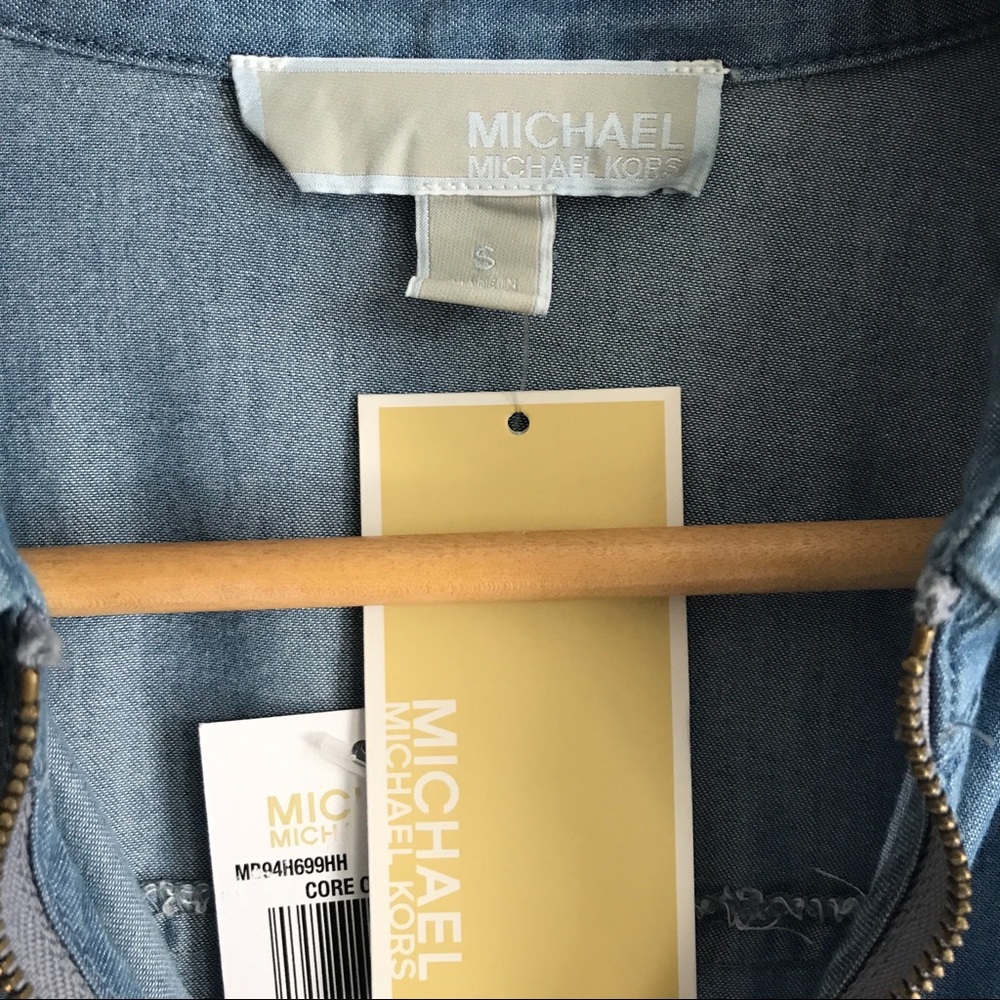 Michael Kors Chambray Zip-Front Shirt - Picture 6 of 12
